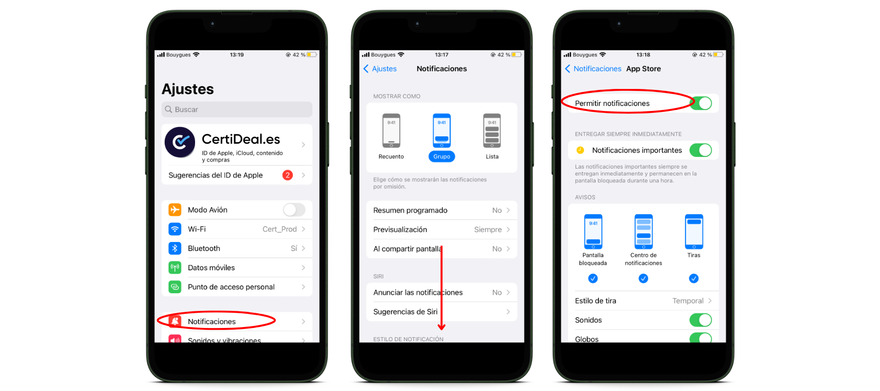 Desactivar las notificaciones